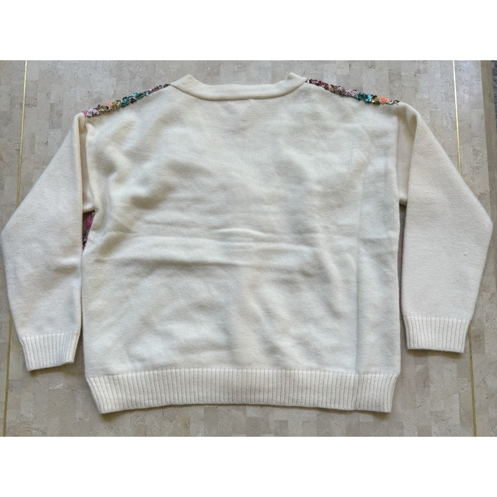 Entro Womens Multi Color Sequin Open Cardigan Boho Queen of sparkles Style Large - Picture 8 of 9